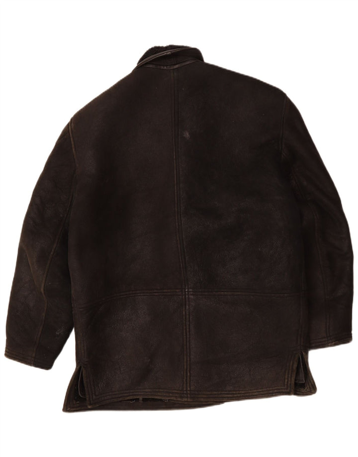 Vintage hombres shearling chaqueta Reino Unido 40 grande negro