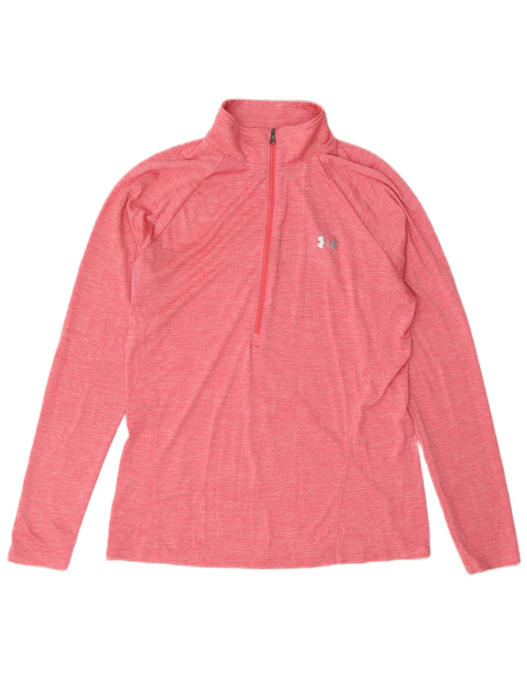 Under Armour Camiseta con cuello y cremallera para mujer, manga larga, talla 40, talla grande, color rosa
