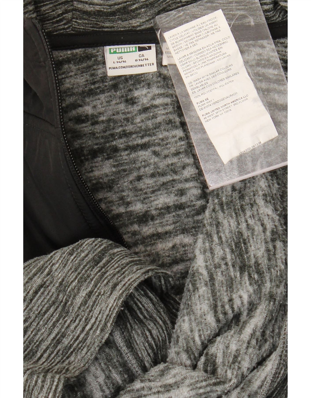 PUMA Sudadera con capucha y cremallera para niños 14-15 años Grande Gris Colorblock Poliéster