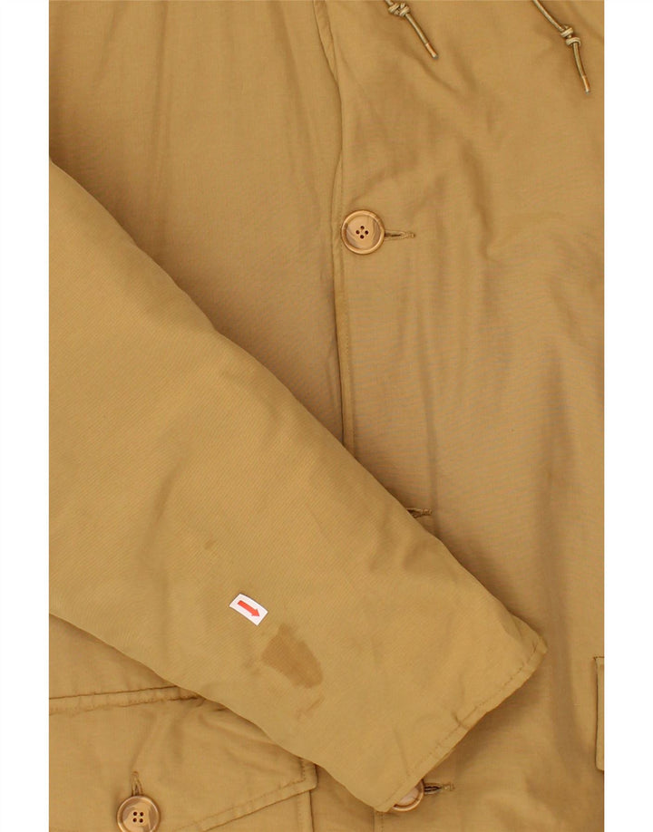BOMBOOGIE Mens Hooded Parka Jacket UK 38 Medium Brown Nylon Vintage Bomboogie and Second-Hand Bomboogie from Messina Hembry 