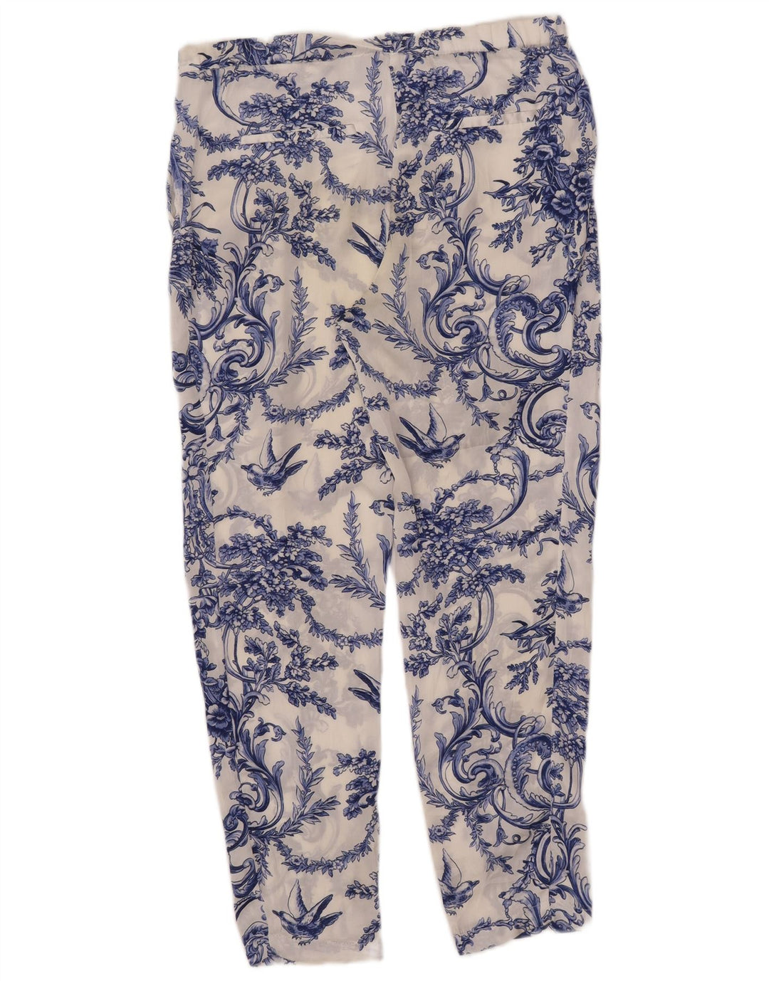ZARA Mujer Pantalón Cropped Pegged XS W30 L25 Blanco Floral