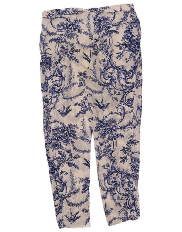 ZARA Mujer Pantalón Cropped Pegged XS W30 L25 Blanco Floral