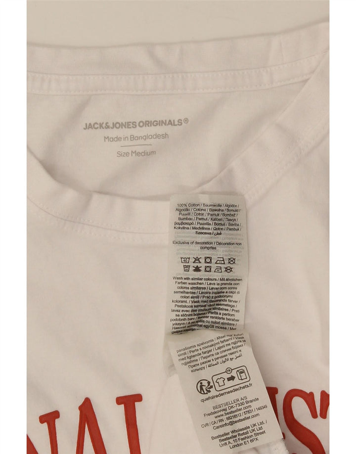 Jack & Jones Hombre Camiseta Gráfica Top Medium Blanco Algodón