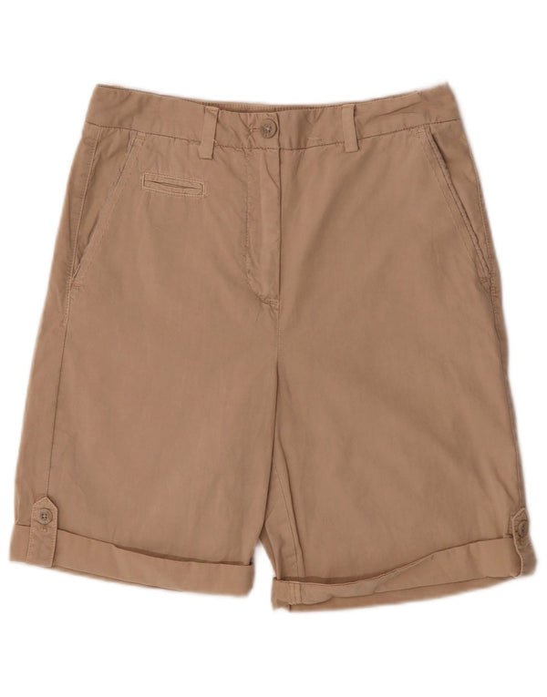 Marks & Spencer Pantalones cortos chinos de cintura alta para mujer UK 8 Small W26 Algodón beige