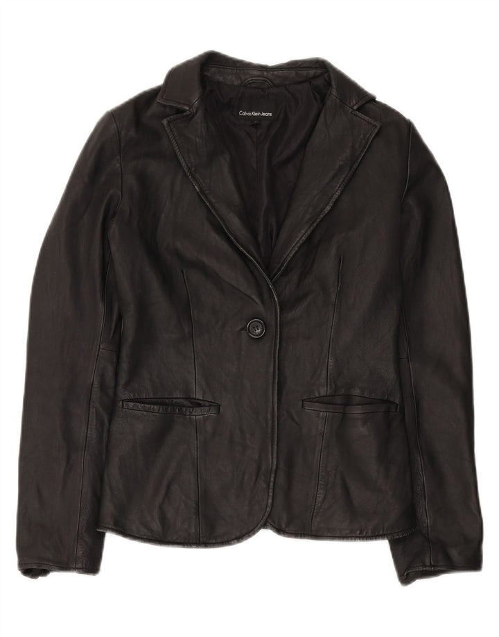 Calvin Klein Jeans Chaqueta tipo blazer con 1 botón para mujer UK 10 Small Black