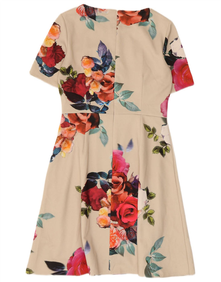 Phase Eight Vestido acampanado para mujer UK 40 Medio Off White Floral Poliéster