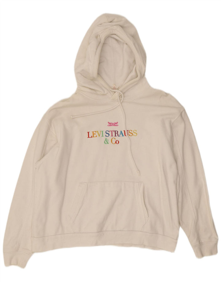 Levi's Jersey con capucha de gran tamaño con gráfico para mujer Reino Unido 14 Algodón blanco mediano