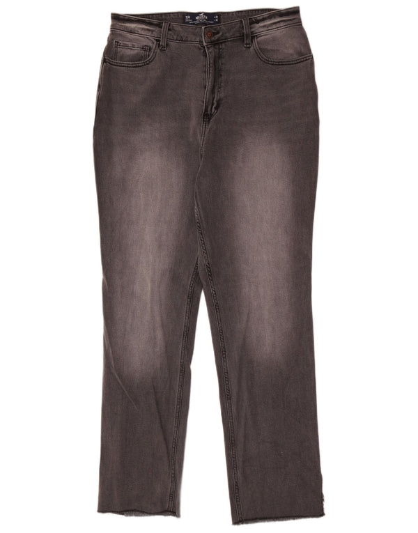Hollister Jeans rectos de talle alto para mujer US 15 XL W32 L31 Algodón gris