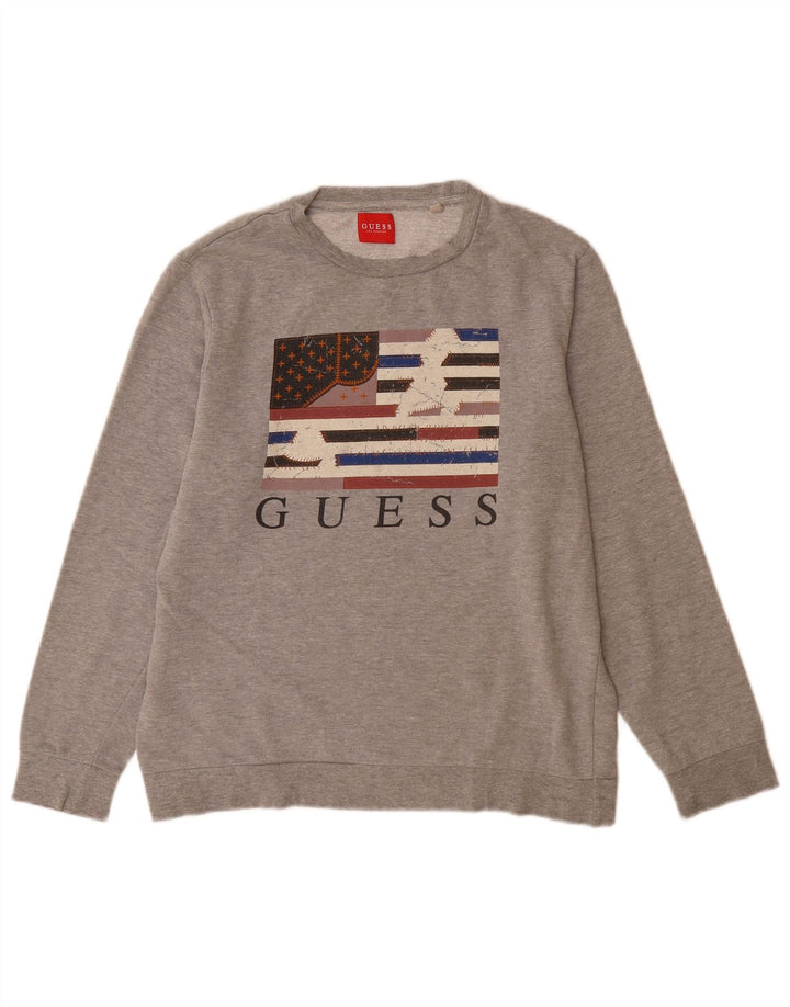 Guess Sudadera gráfica para hombre Jumper UK 40 Algodón gris medio