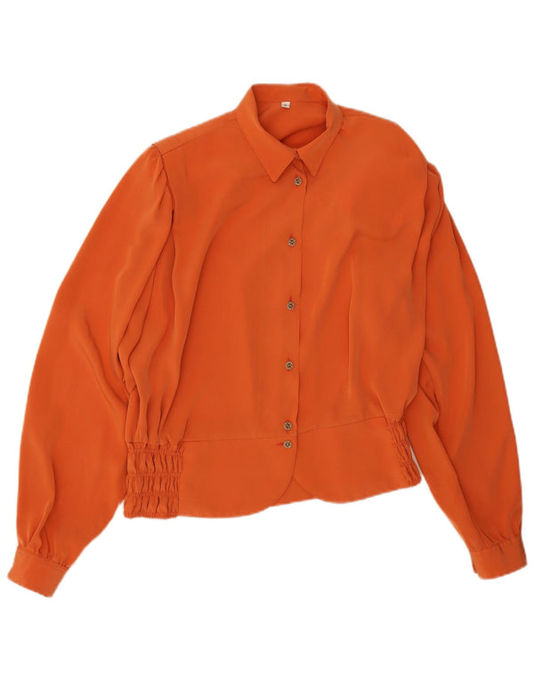 Vintage mujer camisa de gran tamaño blusa Reino Unido 10 pequeño naranja