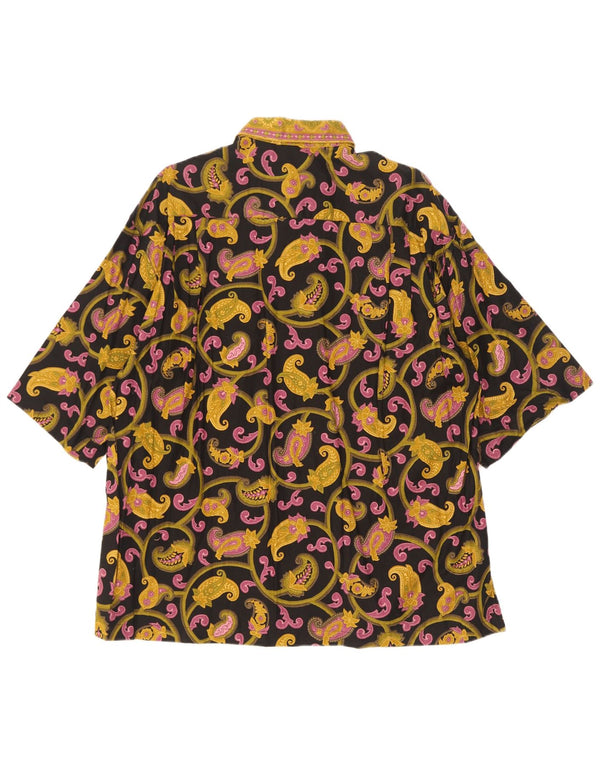 Vintage hombres camisa de manga corta grande multicolor Paisley algodón