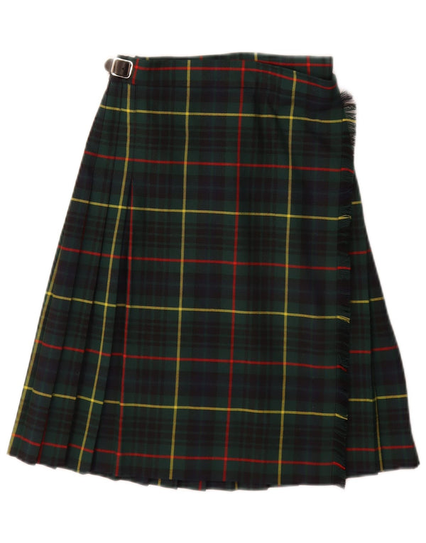 Falda cruzada vintage para niñas 9-10 años W24 Poliéster a cuadros verdes