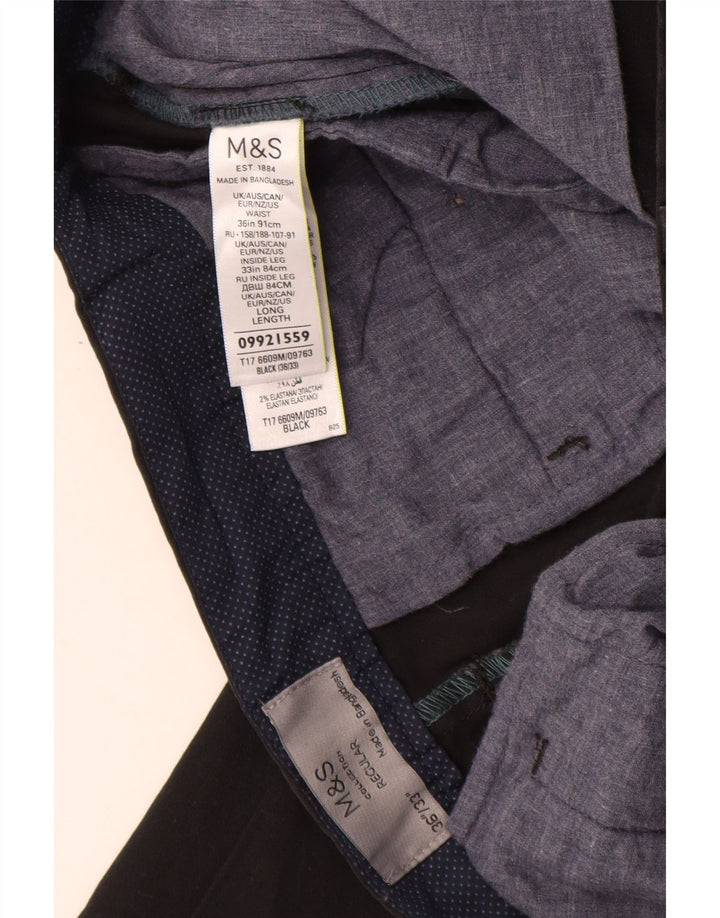 MARKS & SPENCER Pantalones chinos de corte regular para hombre W36 L33 Algodón negro