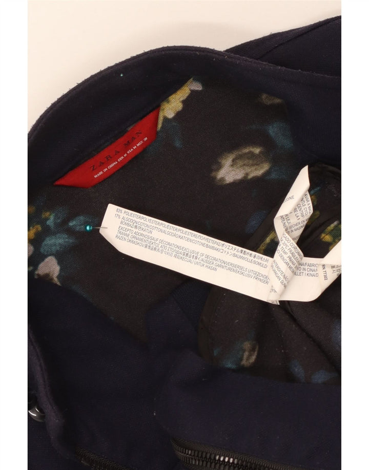 ZARA Chaqueta Bomber Hombre UK 38 Mediana Azul Marino Poliéster
