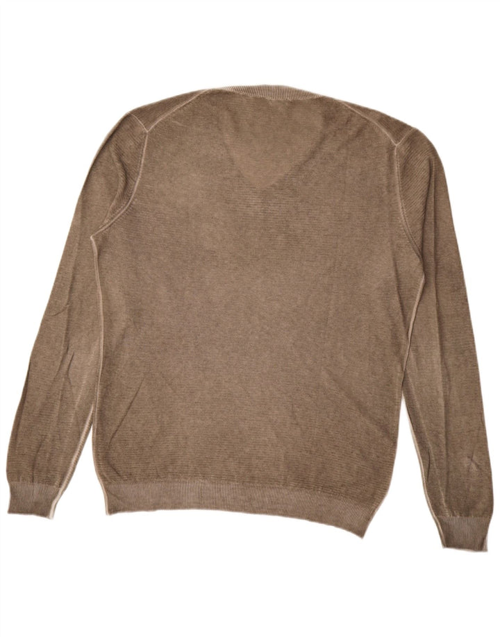 Sisley Jersey con cuello en V para hombre, talla grande, marrón