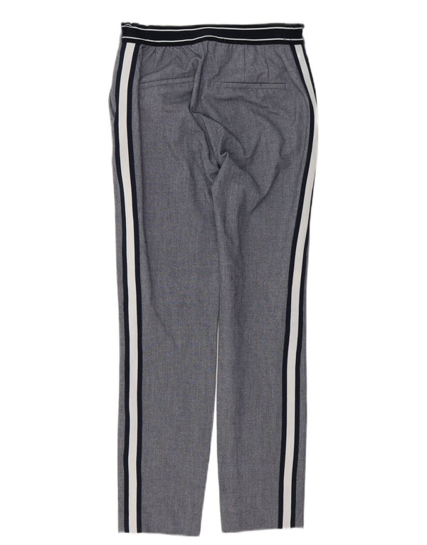 Zara Mujer Pantalón Chino Slim Small W26 L27 Poliéster A Rayas Gris