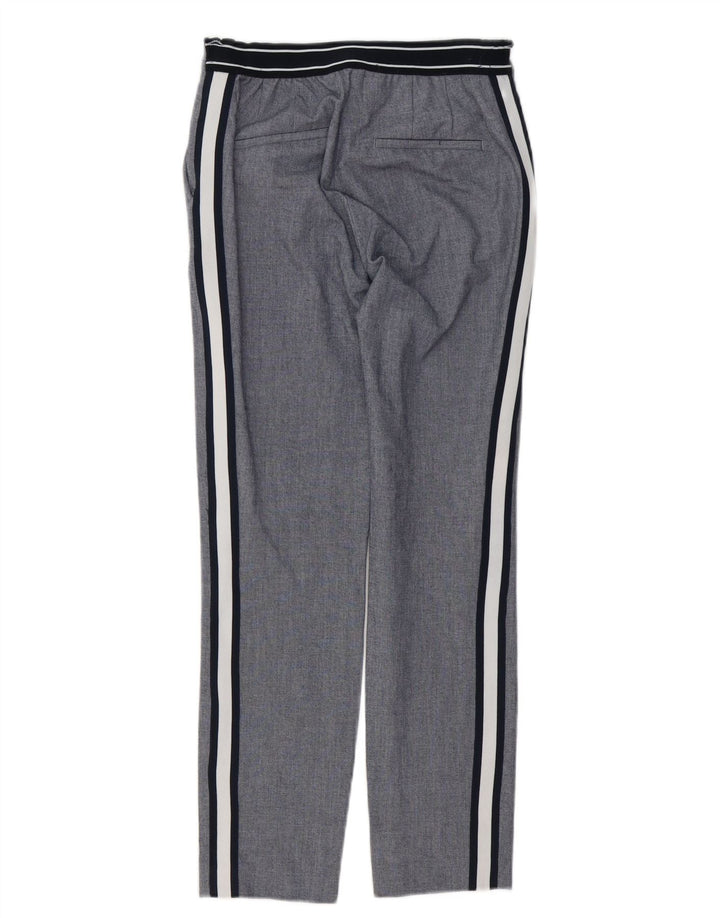 Zara Mujer Pantalón Chino Slim Small W26 L27 Poliéster A Rayas Gris