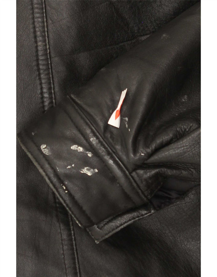 Chaqueta de cuero vintage para hombre IT 48 Medio Negro