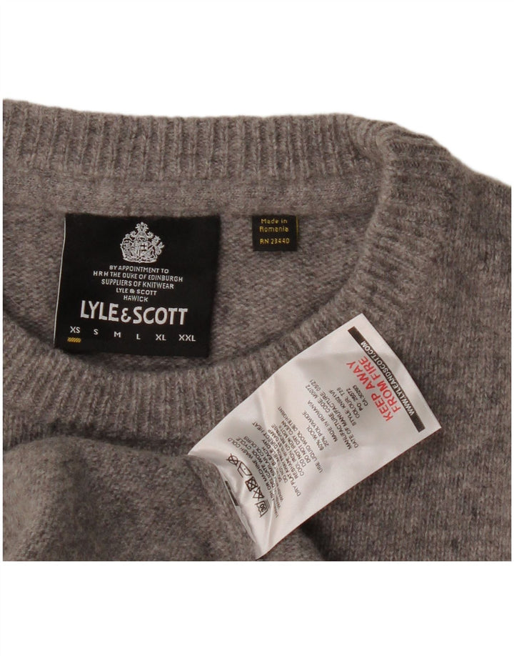 Lyle & Scott Jersey de cuello redondo para hombre XS Lana gris