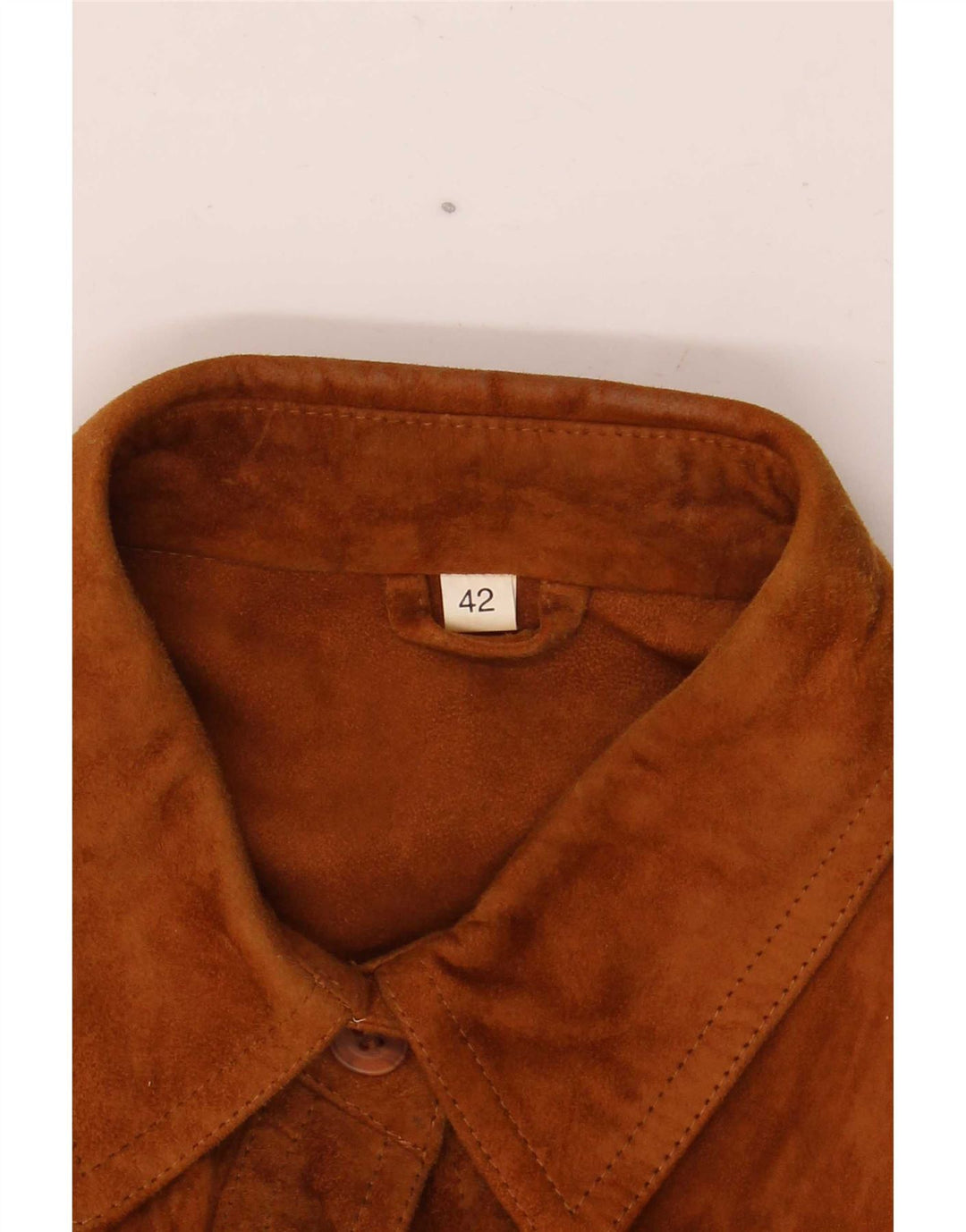 Vintage Mujer Sobrecamisa Ante Camisa IT 42 Marrón Medio