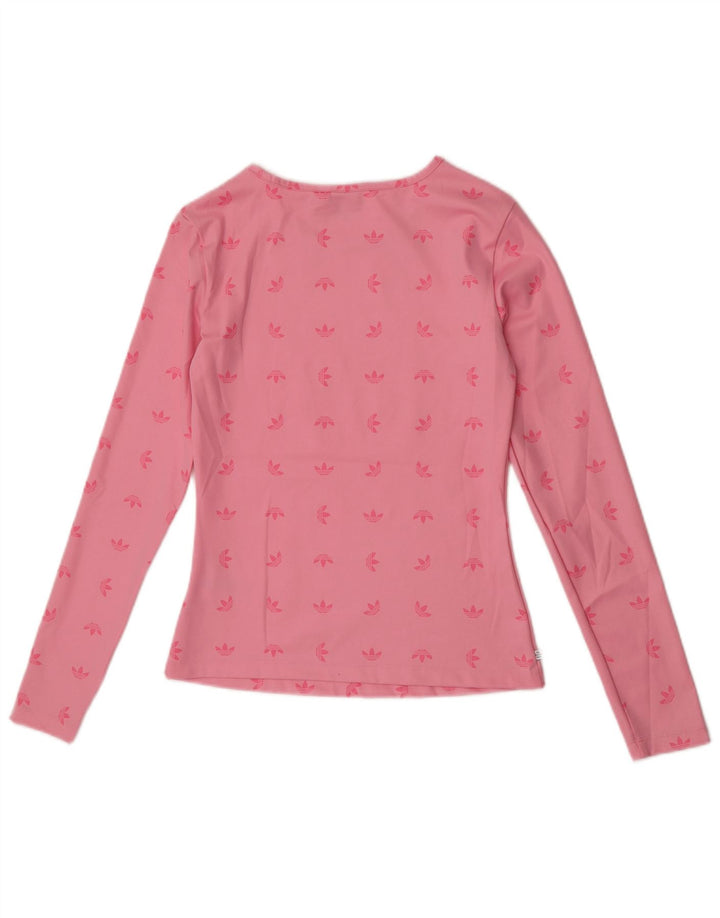Adidas Mujer Gráfico Top Manga Larga UK 10 Pequeño Poliéster Rosa