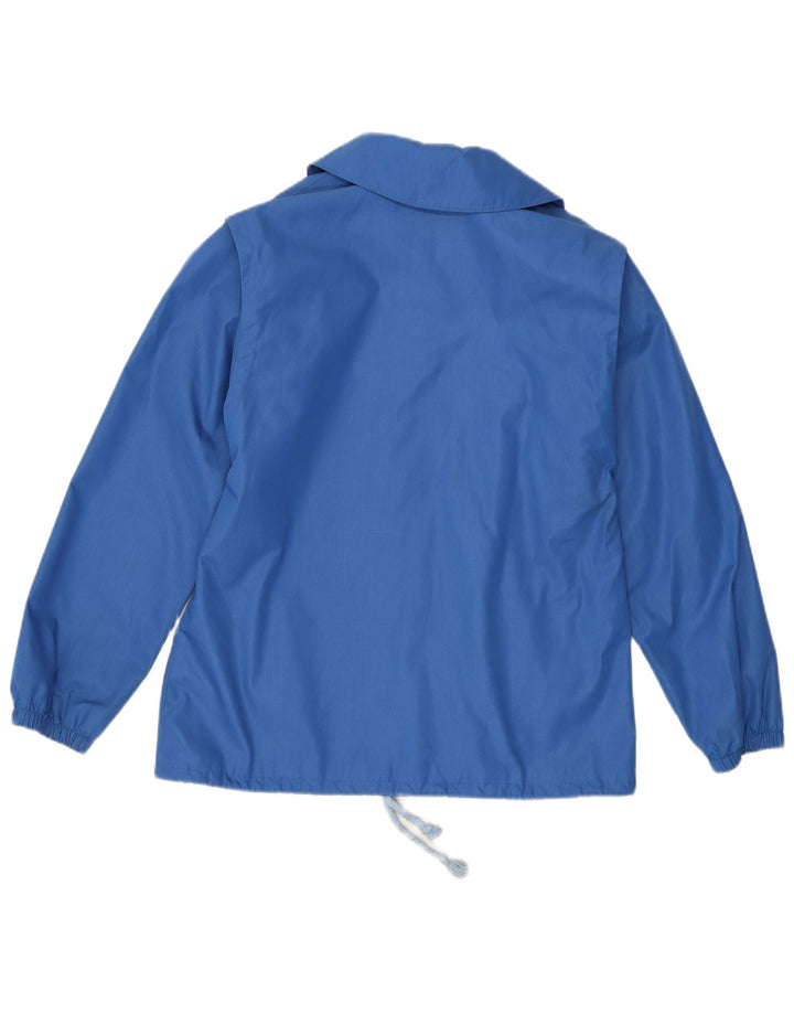 VINTAGE Chaqueta Bomber Mujer Reino Unido 12 Poliéster Azul Medio
