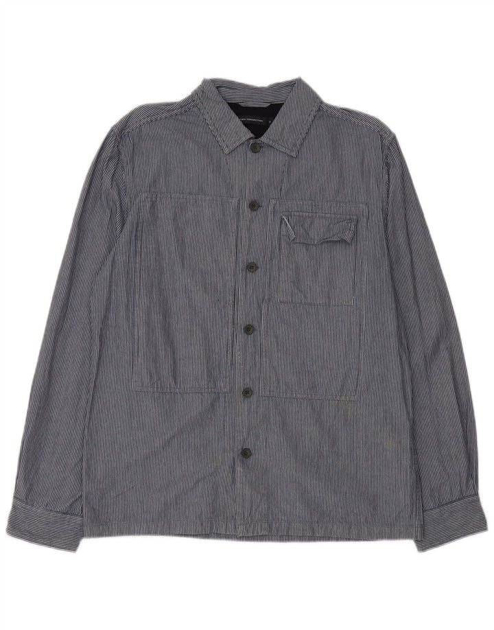 Camisa para hombre French Connection pequeña de algodón con rayas diplomáticas en azul marino