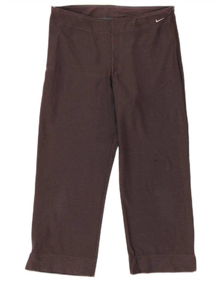 NIKE Mujer Dri Fit Capri Chándal Pantalones UK 12/14 Grande Gris Algodón