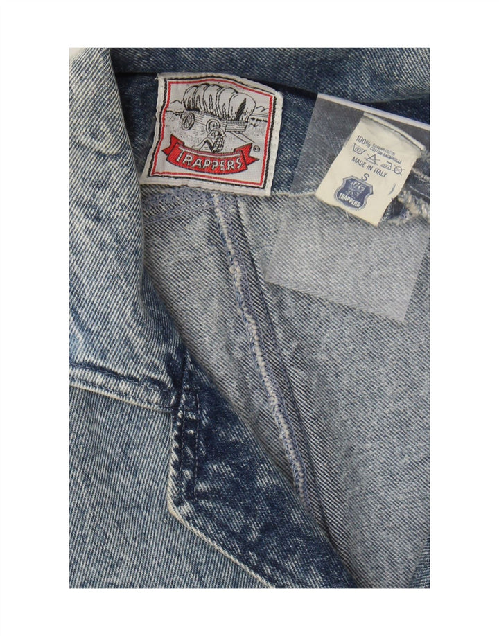 Vintage mujer crop denim chaqueta Reino Unido 10 pequeño algodón azul