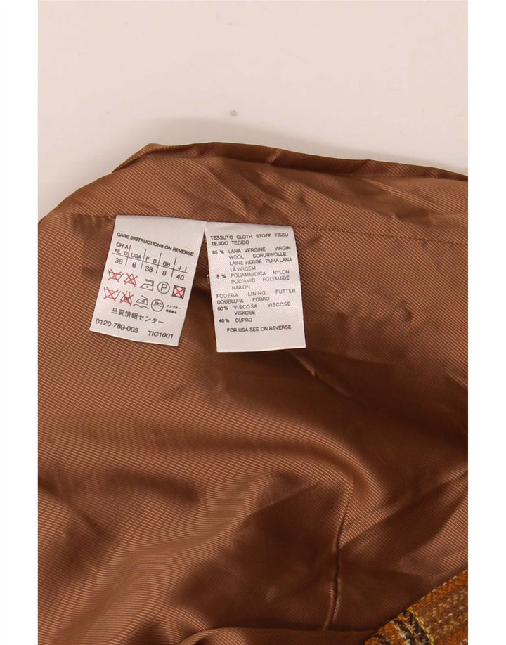 Max Mara Chaqueta tipo blazer de 2 botones para mujer UK 8 Small Brown Check Wool