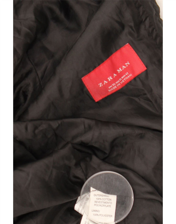 ZARA Chaqueta Militar Hombre ES 42 XL Algodón Negro