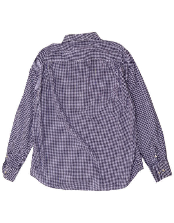 Massimo Dutti Mens Shirt 2XL Blue Gingham Cotton