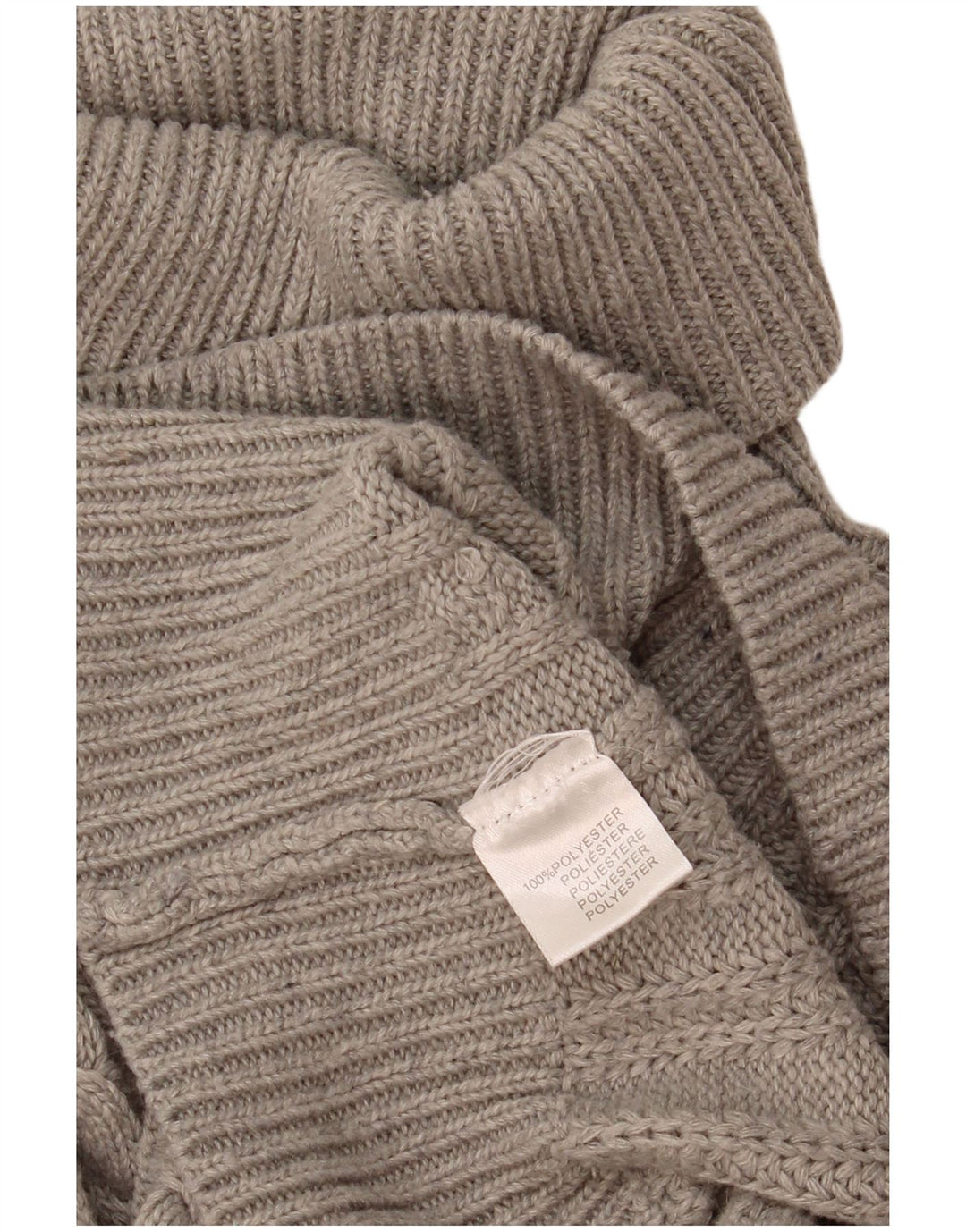 Vintage mujer rollo cuello jersey suéter Reino Unido 12 poliéster gris medio