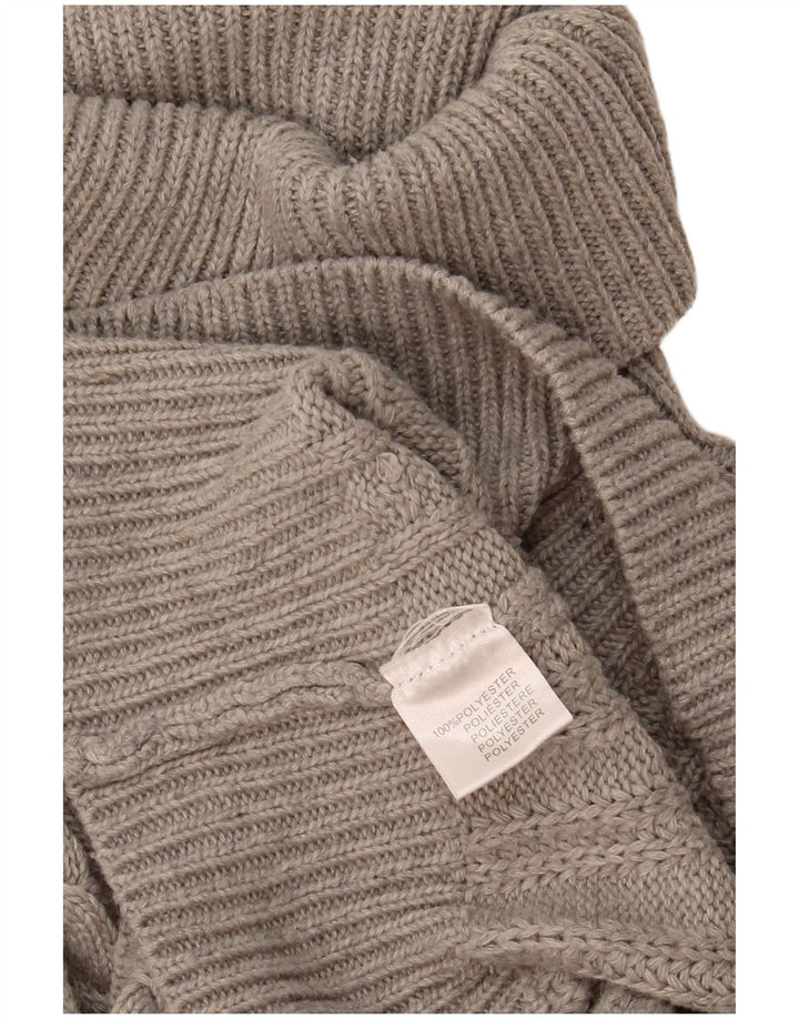 Vintage mujer rollo cuello jersey suéter Reino Unido 12 poliéster gris medio