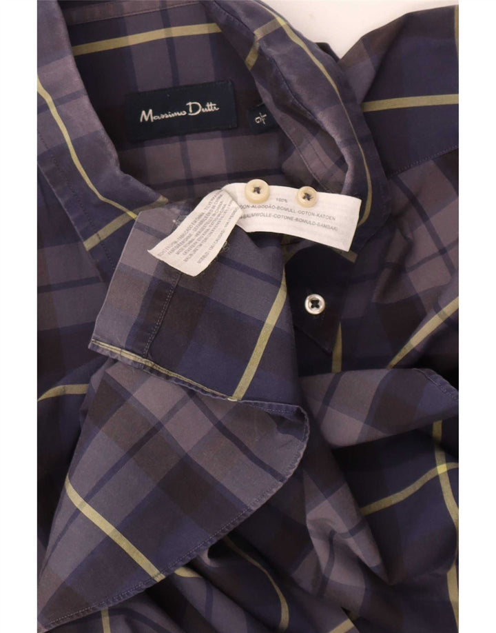 Camisa Massimo Dutti Hombre Large Cuadros Azul Marino Algodón