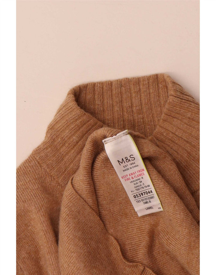 Marks & Spencer Jersey con Cuello Alto para Mujer UK 6 XS Marrón Poliamida
