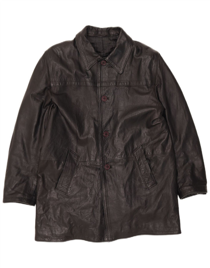 Vintage hombres chaqueta de cuero de gran tamaño Reino Unido 40 cuero negro grande