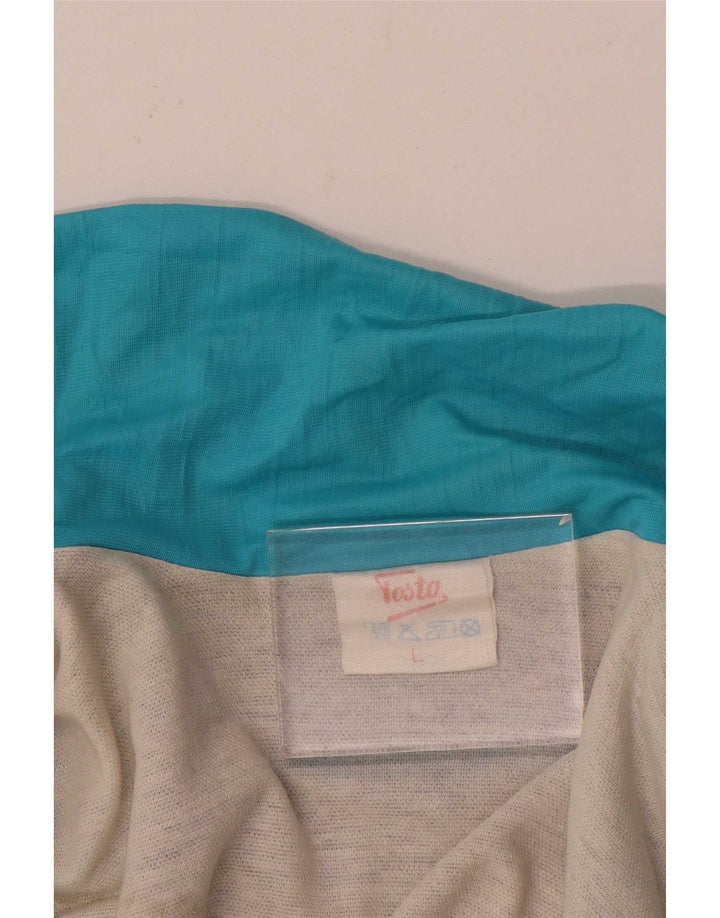 Vintage hombres chándal top chaqueta grande azul marino colorblock