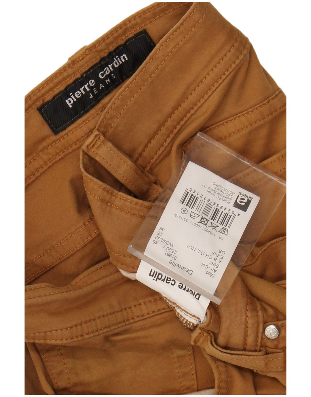 PIERRE CARDIN Pantalón Casual Recto Hombre W36 L32 Algodón Beige