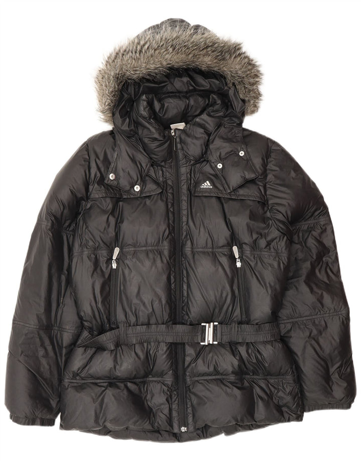 Adidas Chaqueta Acolchada Extragrande con Capucha para Mujer UK 40 XL Poliéster Negro