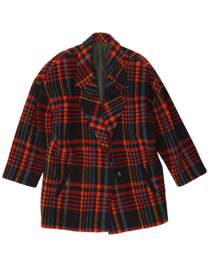 Vintage mujer 1 botón Blazer chaqueta IT 46 gran cheque multicolor