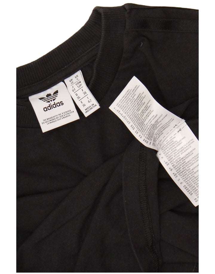 ADIDAS Mujer Crop Top Manga Larga UK 10 Pequeño Algodón Negro