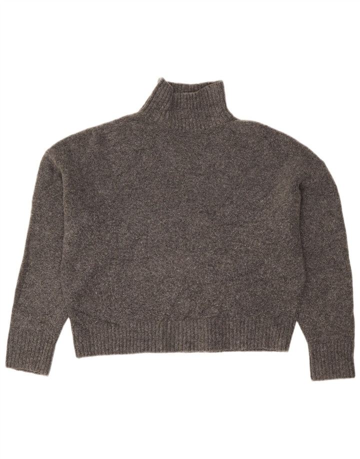 Zara Mujer Crop Oversize Cuello Alto Jersey Jersey UK 10 Small Gris