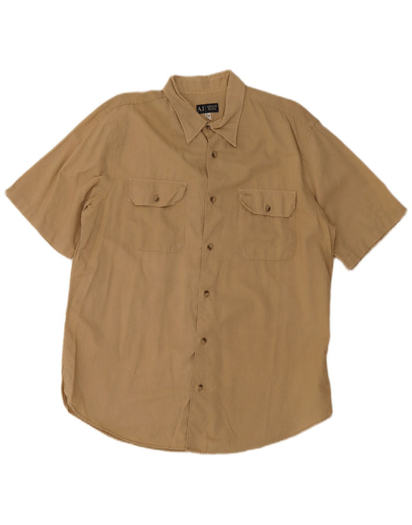 Armani Jeans Camisa Manga Corta Hombre XL Algodón Beige