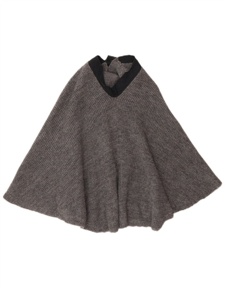 Vintage mujer Poncho Jumper Reino Unido 10 Pequeña lana de alpaca gris