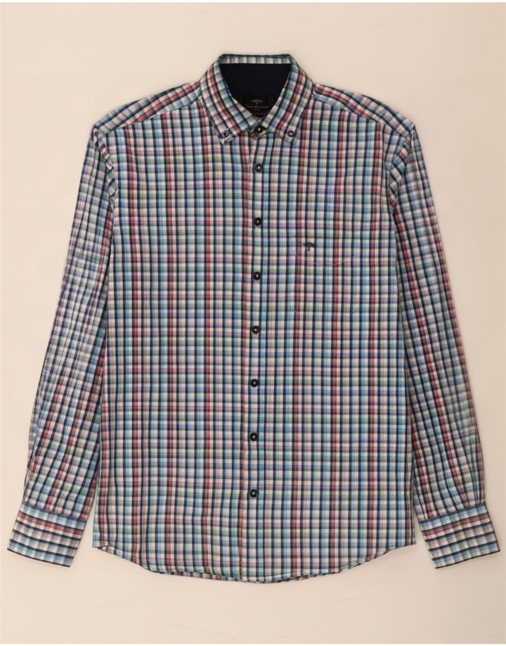Fynch Hatton Camisa para hombre pequeña de algodón a cuadros multicolor