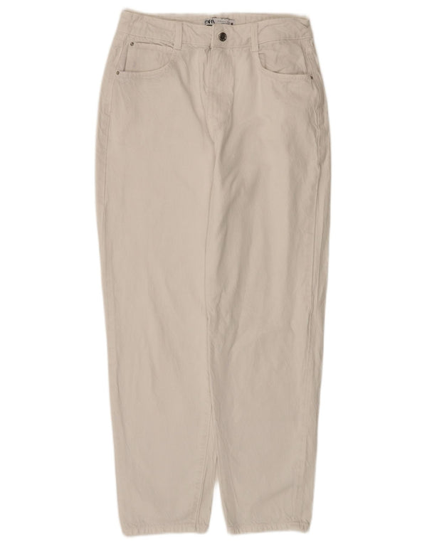 Zara Jeans Cónicos De Cintura Alta Para Mujer EU 40 Medium W30 L27 Blanco