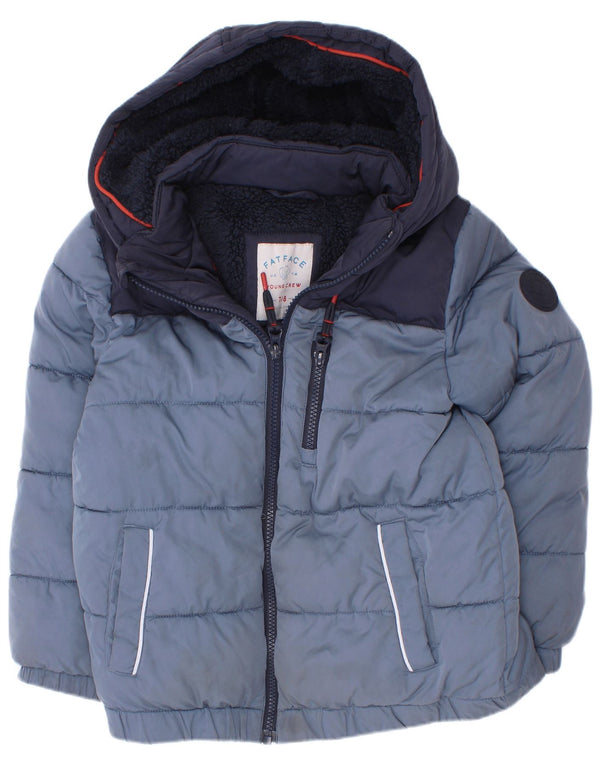 Fat Face Chaqueta acolchada de sherpa con capucha para niños 7-8 años Azul marino Colorblock