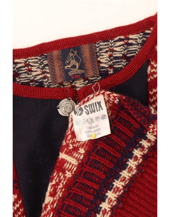 Sondre - Jersey de cuello redondo para hombre, talla grande, color rojo, lana Fair Isle