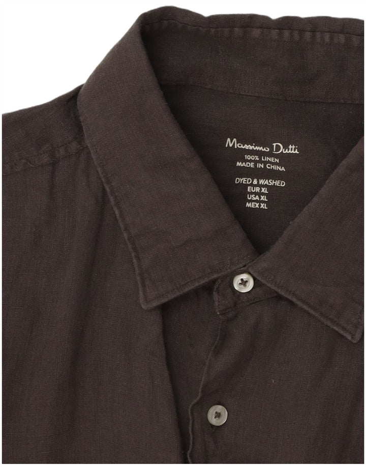 MASSIMO DUTTI Camisa Hombre XL Lino Gris